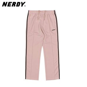 NERDY 拼接字母 LOGO印花 休閒串標 男女長褲 暗粉