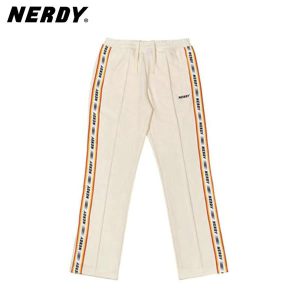 NERDY 拼接字母 美式復古 運動長褲 串標撞色 雙杠款 男女休閒褲