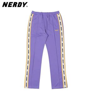 NERDY 韓國潮牌 情人節系列 男女LOGO印花 運動長褲 紫色